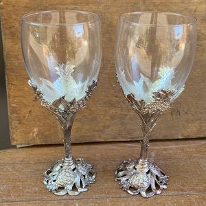 Vintage Arthur Court Pineapple Palm Wine Glasses